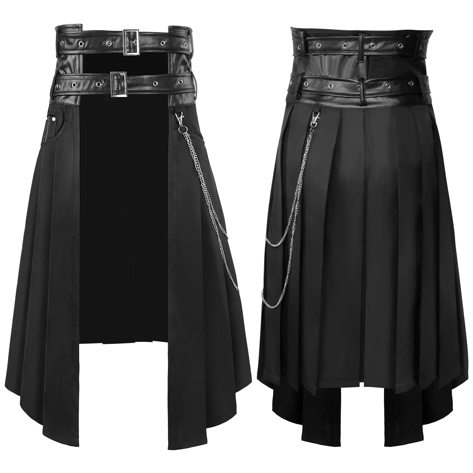 Ethnic Fashion Wear - 고딕 다크 남성용 스커트 팬츠 비대칭