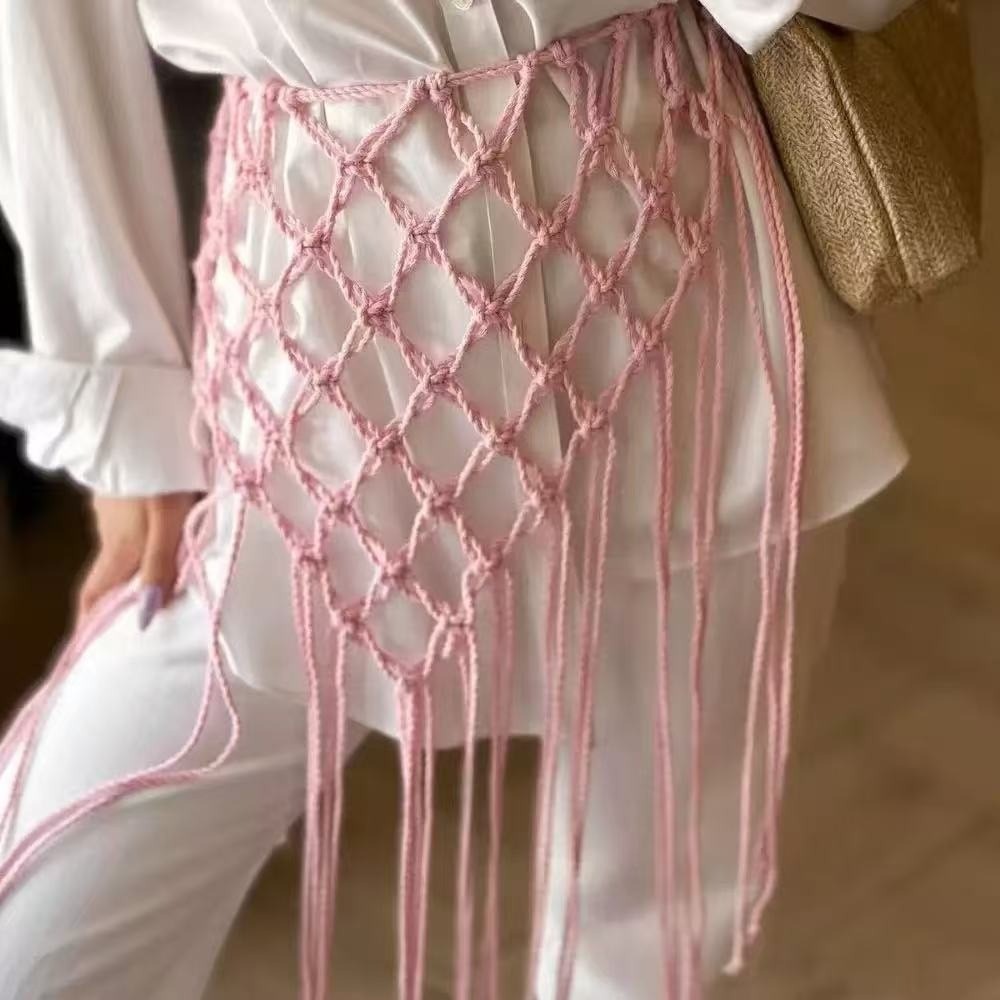 Ethnic Boho Fashion - 패션 보헤미안 네트 프린지 허리띠 장식