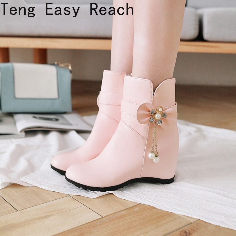 패션 웨지 브랜드 여성 파티 슈즈 화이트 미드 카프 부 - Ethnic Fashion Brands 리뷰 및 가격