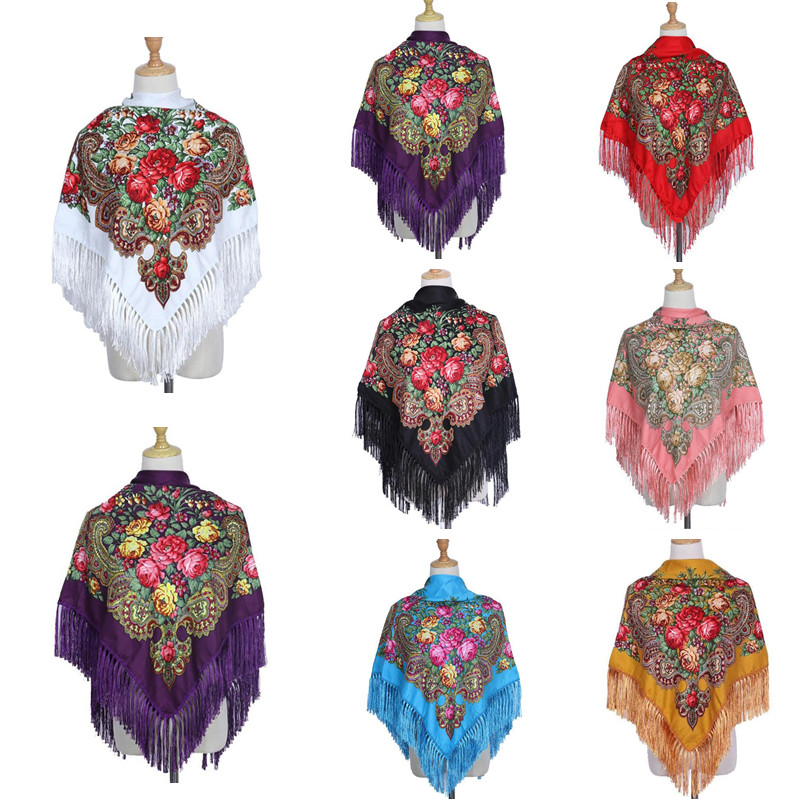 레트로 프린트 스카프 보호 목도리, 따뜻한 면, 러시아 - Ethnic Boho Fashion 리뷰 및 가격