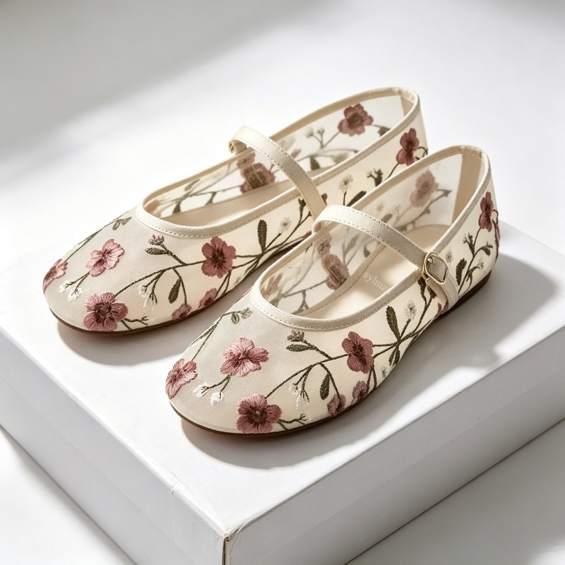 메쉬 수 놓은 레저 발레 플랫 여성 통기성 브랜드 샌들 - Ethnic Fashion Brands 리뷰 및 가격