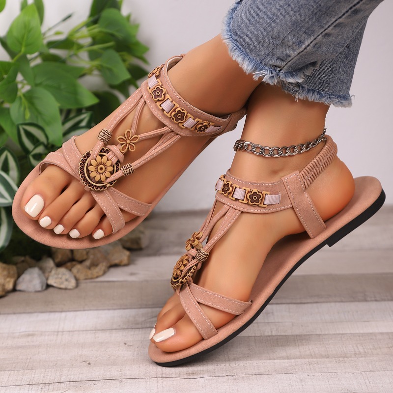 빈티지 에스닉 바람 부드러운 단독 샌들 여성 Boho  - Ethnic Fashion In 리뷰 및 가격