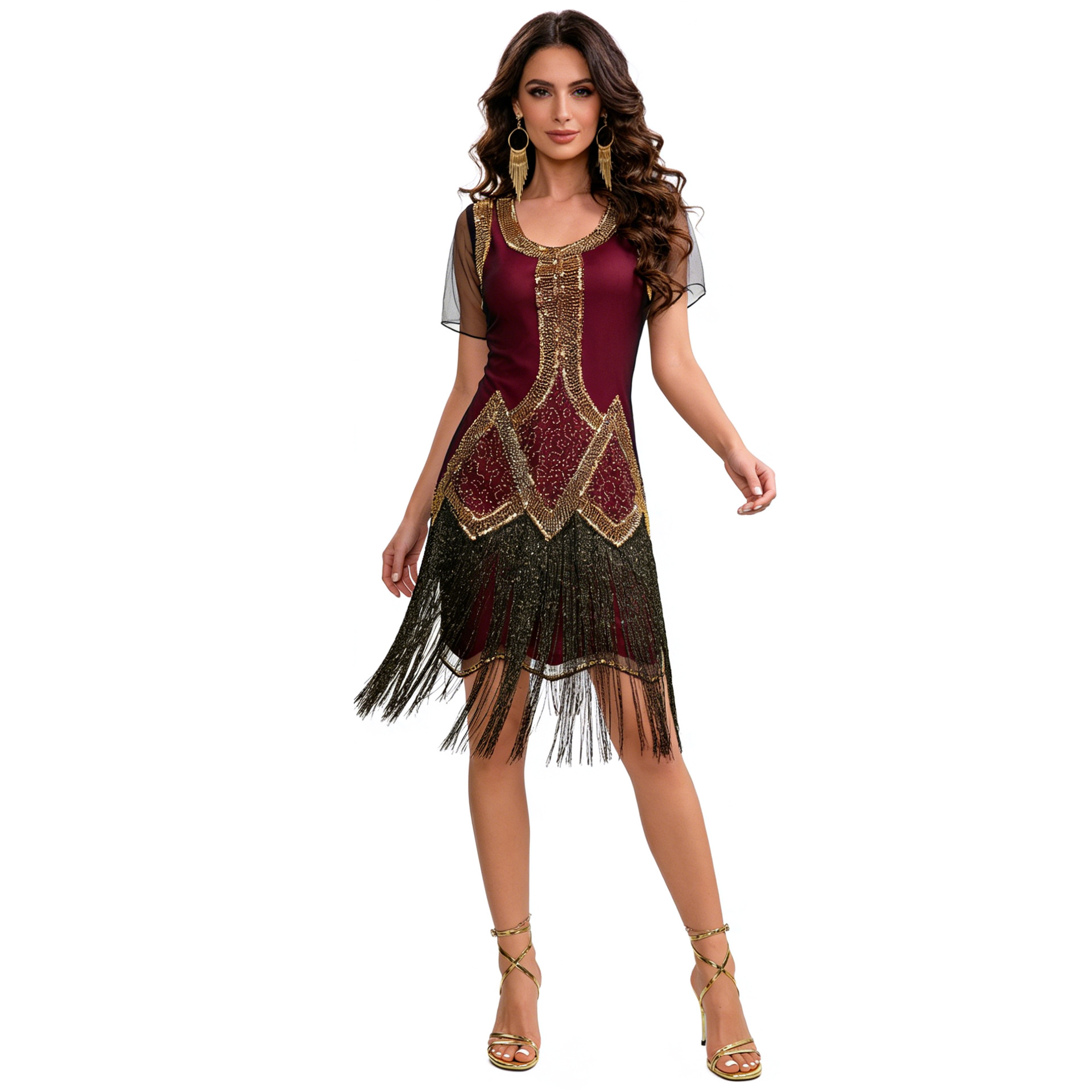 레트로 1920년대 스팽글 드레스 칵테일 파티 라틴 댄 - Ethnic Fashion Dress 리뷰 및 가격