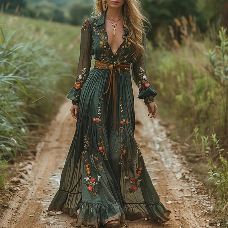 여성을위한 민족 패션 꽃 프린트 빈티지 드레스 섹시한  - Ethnic Boho Fashion 리뷰 및 가격