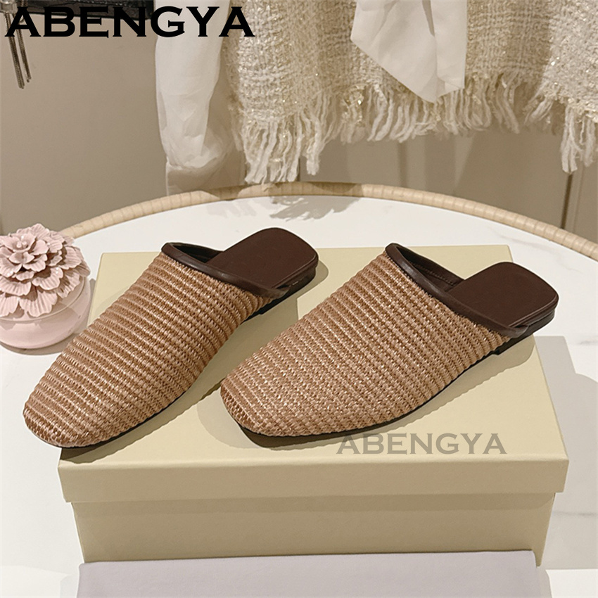 반짝이는 레이스 메쉬 라운드 토 플랫 슬리퍼 여성용 블 - Ethnic Fashion In 리뷰 및 가격