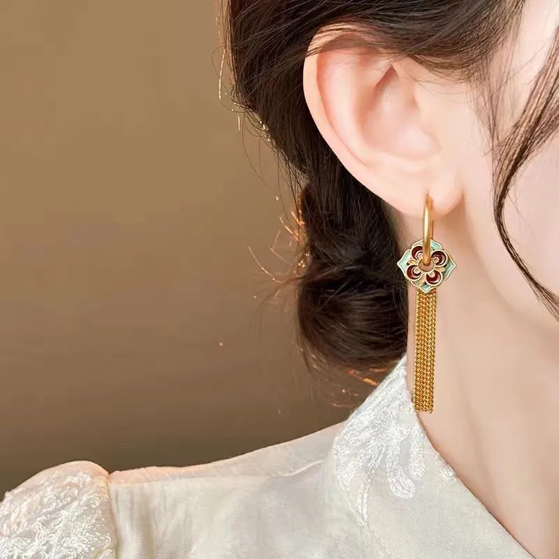 여성용 꽃 모양 황금 술 귀걸이, 민족 다중 착용 방법 - Ethnic Fashion Way 리뷰 및 가격