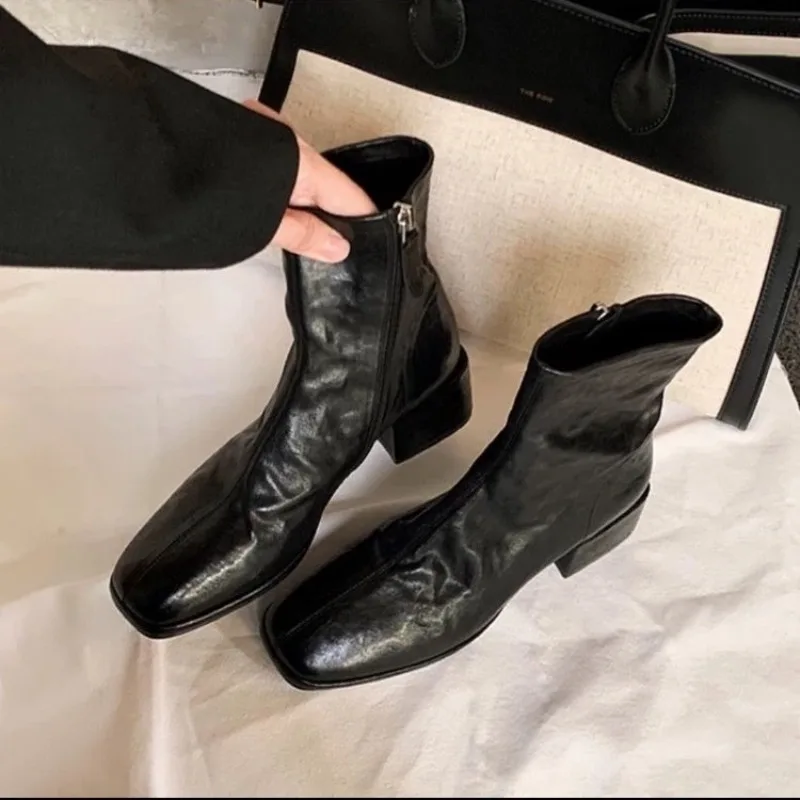 새로운 여성용 디자이너 힐 앵클 부츠 패션 스퀘어 토  - Ethnic Fashion In 리뷰 및 가격