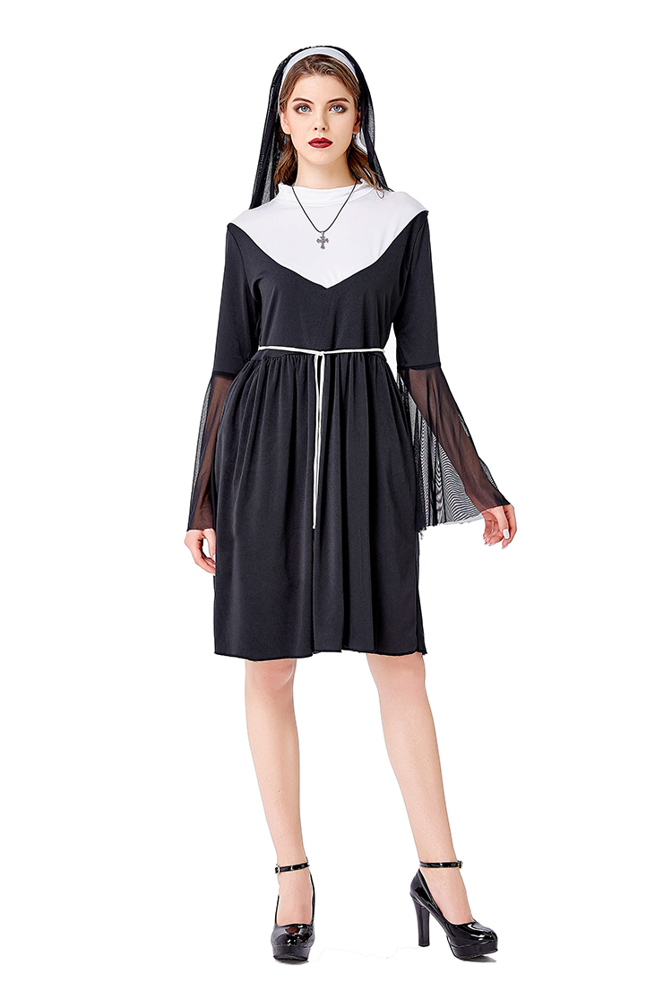 블랙 수녀 의상 할로윈 가면무도회 파티 여성 패션 코스 - Ethnic Fashion Wear 리뷰 및 가격
