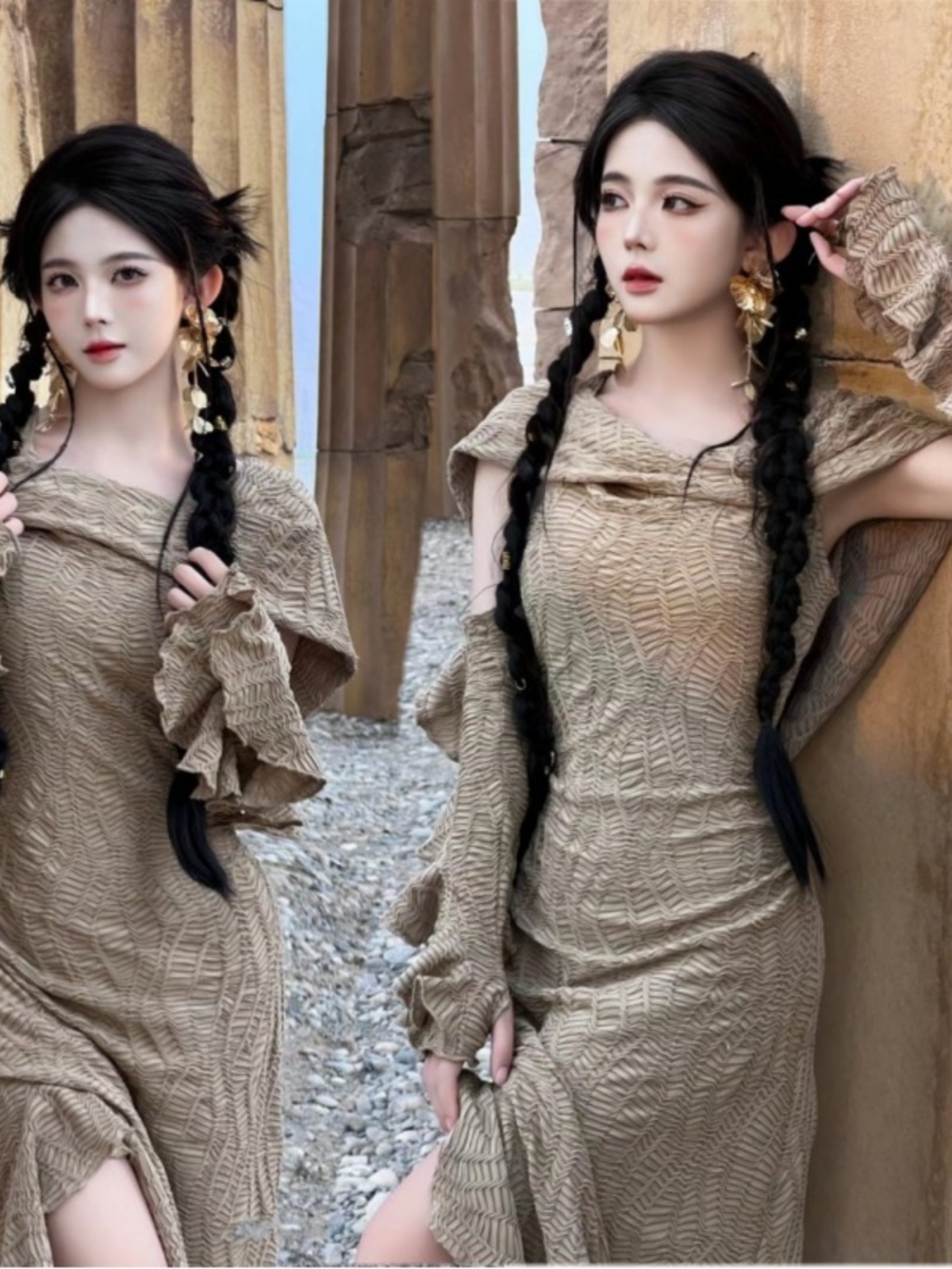 사막 테마 롱 드레스 여성 패션 에스닉 스타일 여행 촬 - Ethnic Fashion Dress 리뷰 및 가격