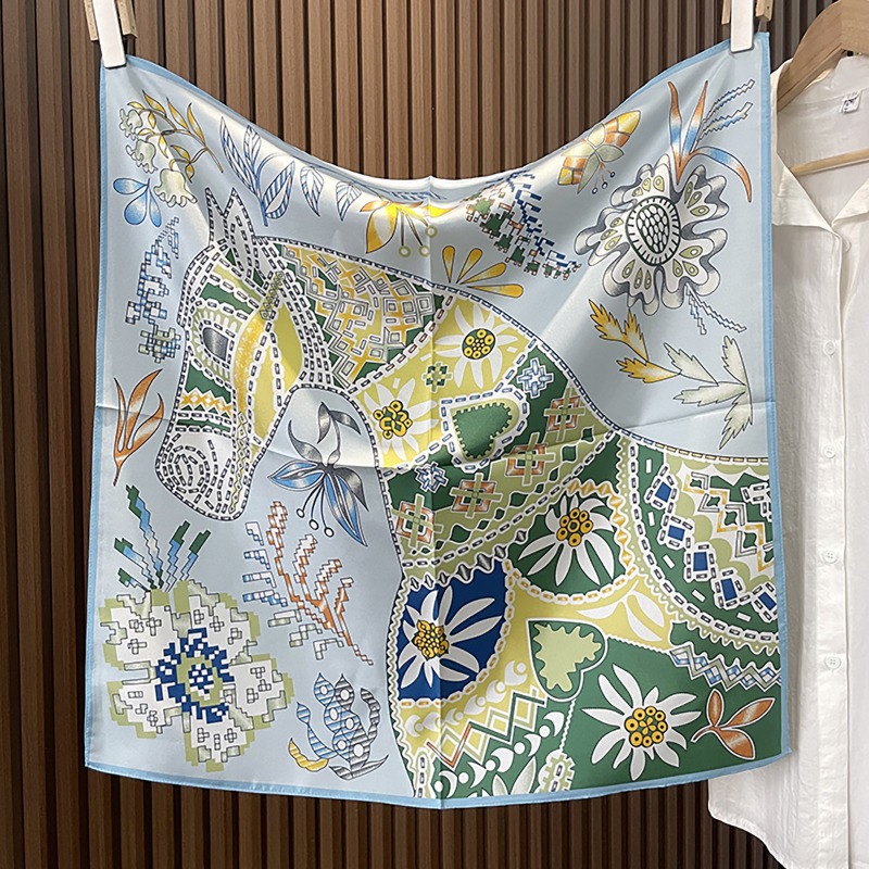 그린 보헤미안 스타일 말 무늬 스퀘어 스카프 70cm  - Ethnic Boho Fashion 리뷰 및 가격