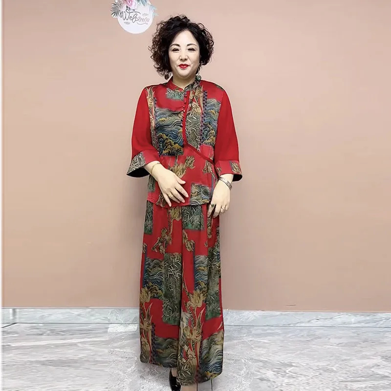 2025 와이드 레그 바지 세트, 중년 및 고령자, 루 - Ethnic Fashion Wear 리뷰 및 가격