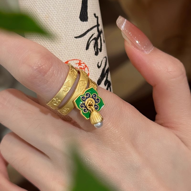 여성을위한 참 녹색 에나멜 꽃 반지의 새로운 패션 민족 - Ethnic Fashion Wear 리뷰 및 가격
